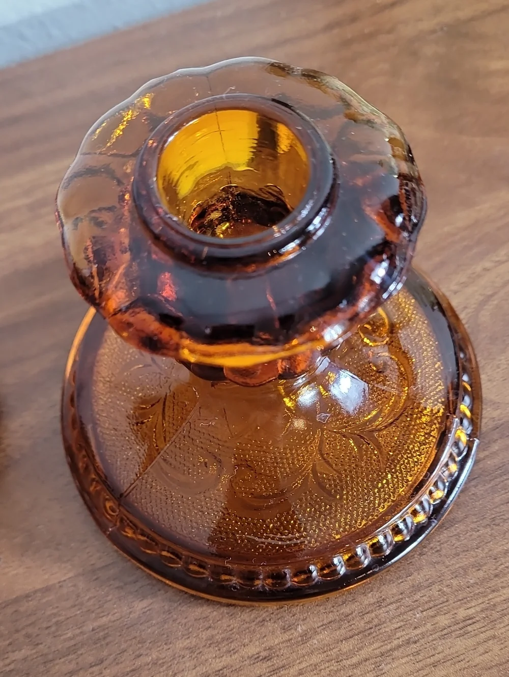 Vintage Tiara Indiana Glass Amber Taper Candle Holders Set of 2 Fall Moody